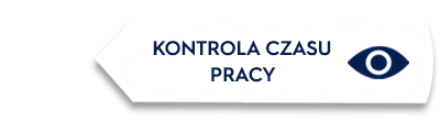 Biała strzałka z tekstem \'KONTROLA CZASU PRACY\' oraz symbolem oka.