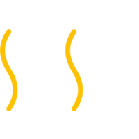 Logo składające się z trzech falistych linii w kolorach żółtym i białym oraz znaku plus po prawej stronie.