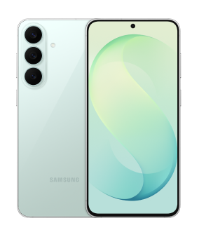 Na obrazie widoczny jest smartfon z trzema aparatami z tyłu i ekranem z wyświetlonym abstrakcyjnym wzorem. Na obudowie znajduje się logo \'SAMSUNG\'.