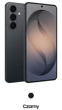 Smartfon z dużym wyświetlaczem, na którym widoczna jest abstrakcyjna grafika. Obok telefonu znajduje się jego tylna część z trzema aparatami i logo \'SAMSUNG\'.