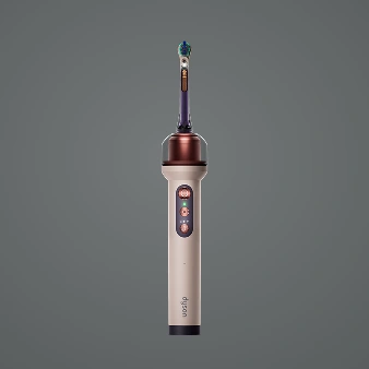Яскраво-рожева електрична зубна щітка Dyson CameraJet із зрошенням та камерою, розташована прямо перед собою