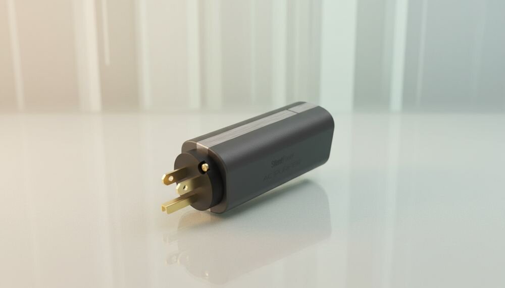 Filtr zasilania IFI AUDIO SilentPower AC iPurifier 2 do kondycjonowania zasilania systemów audio i wideo oraz redukcji zakłóceń sieciowych, urządzenie na jasnym tle