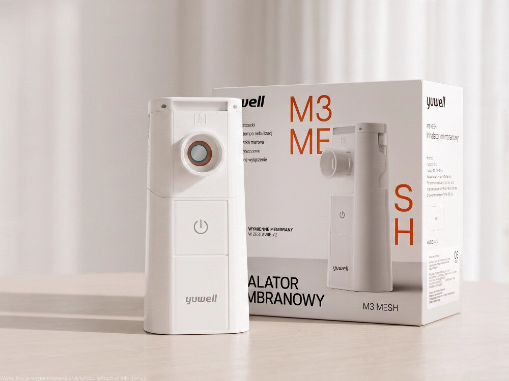 Inhalator YUWELL M3 Mesh zdjęcie lifestyle Wygodna inhalacja bez ograniczeń