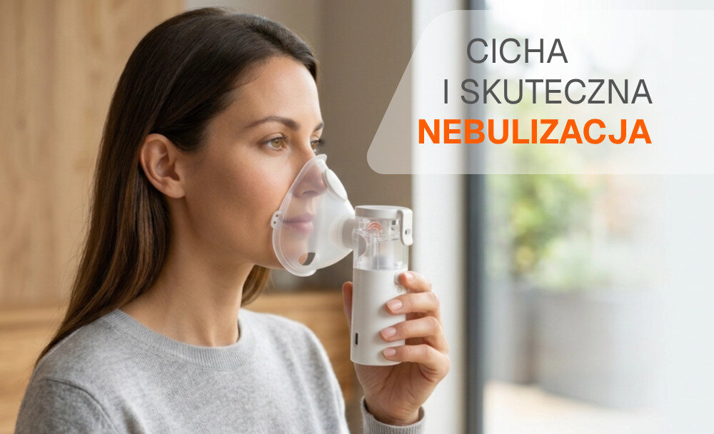 Inhalator YUWELL M3 Mesh zdjęcie lifestyle Cicha inhalacja Brak głośnego kompresora