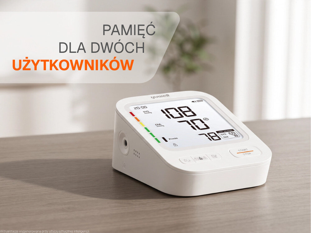 Ciśnieniomierz YUWELL E5 Plus zdjęcie lifestyle Dwie niezależne pamięci historia pomiar