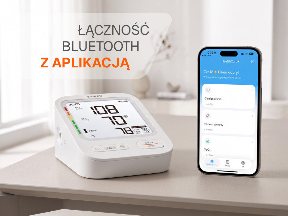 Ciśnieniomierz YUWELL E5 Plus zdjęcie lifestyle Bluetooth i aplikacja łączności Bluetooth 5.0 