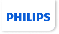 Logo z napisem PHILIPS w niebieskim kolorze na białym tle.