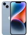 Smartfon z dużym ekranem, na którym widoczny jest gradientowy motyw w kolorach niebieskim, różowym i czarnym. Z tyłu urządzenia znajduje się logo w kształcie nadgryzionego jabłka oraz dwa aparaty fotograficzne.