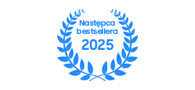 bestseller 2025 Niebieski wieniec laurowy z napisem \'Następca bestsellera 2025\' w środku.