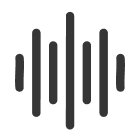 Czarno-biały symbol przedstawiający pionowe linie o różnej długości, przypominające falę dźwiękową.