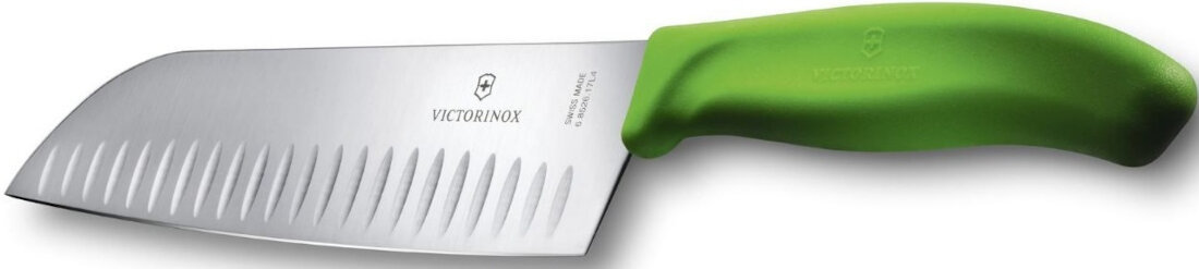 Nóż VICTORINOX Swiss Classic Zielony Wszechstronność zastosowań siekanie krojenie plasterki kostka możliwośći ryflowane ostrza długość składniki