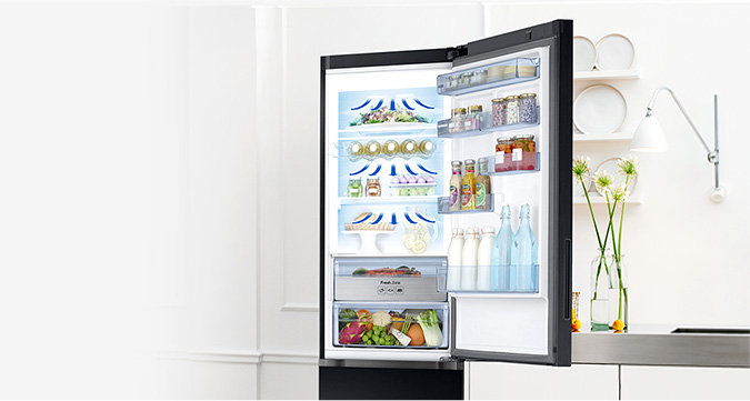 Samsung Chłodne powietrze w każdym zakamarku lodówki All-Around Cooling Samsung Chłodne powietrze w każdym zakamarku lodówki All-Around Cooling