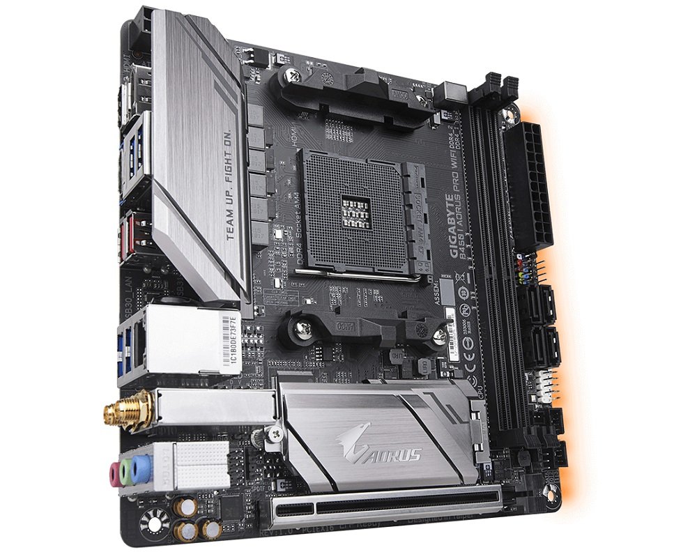 Płyta główna GIGABYTE B450 I Aorus Pro Wifi cztery fazy Vcore stabilne zasilanie wartwa ochronna