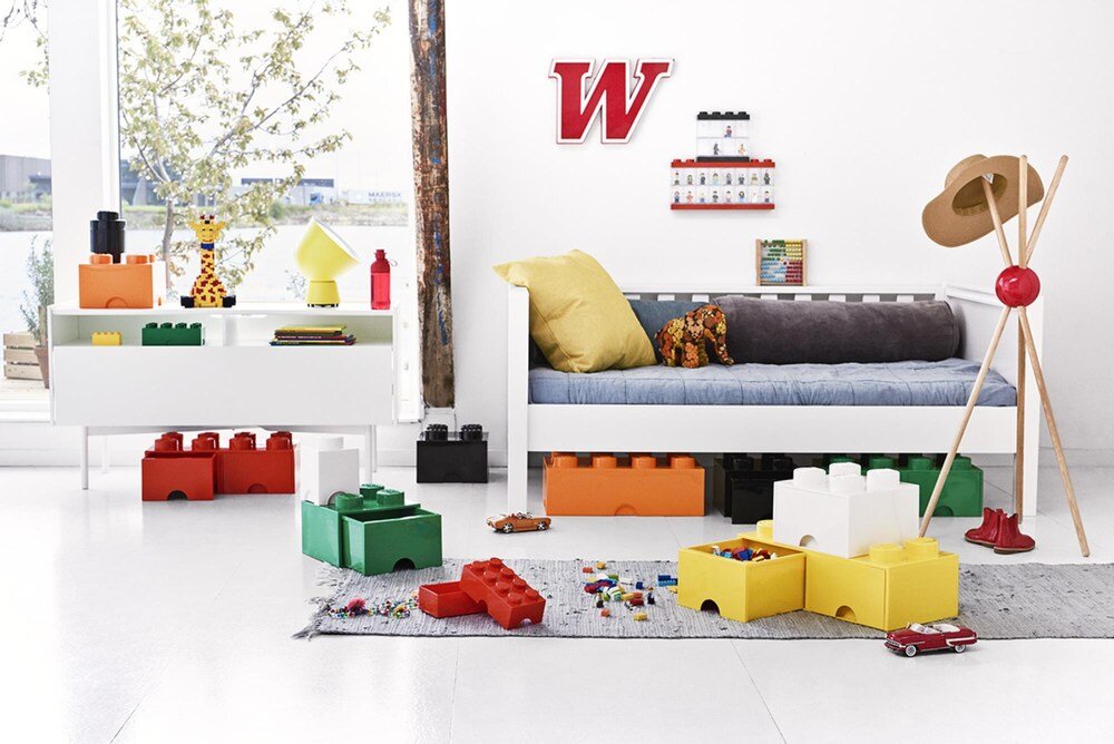 Pojemnik na LEGO z szufladką Brick 4 Biały 40051735 pudełka łączenie ich