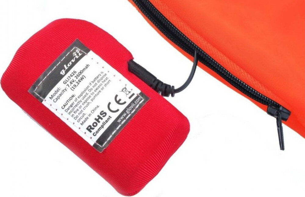 Podgrzewane spodnie GLOVII GP1R (rozmiar L) Pomarańczowy Czas pracy Bateria Li-Ion pojemnosc 2600 mAh 
