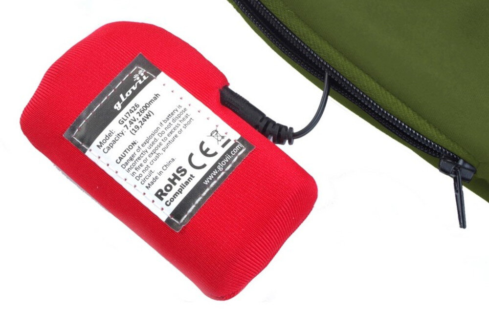 Podgrzewane spodnie GLOVII GP1C (rozmiar S) Zielony Czas pracy Bateria Li-Ion pojemnosc 2600 mAh 