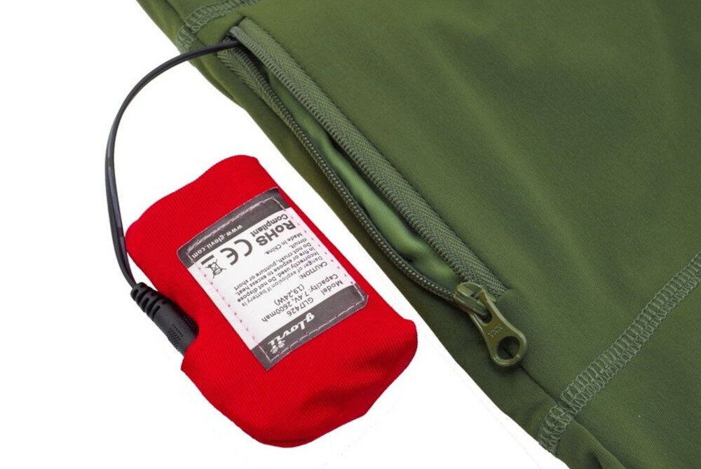 Podgrzewana bluza GLOVII GJ1CL (rozmiar L) Zielony przechowywanie baterii