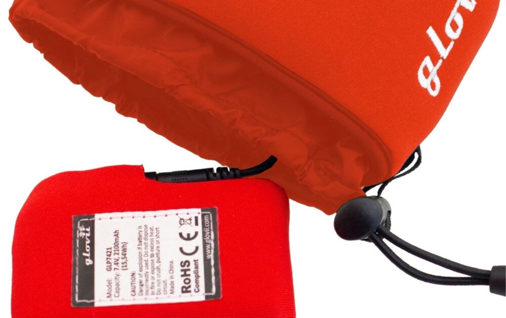 Podgrzewane rękawiczki GLOVII GLR (rozmiar XXS-XS) Pomarańczowy Czas pracy poziomy Wydajna bateria Li-Poly baterie pojemnosc 2100mAh