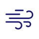Ikona przedstawia ciemnoniebieski symbol wiatru na przezroczystym tle.