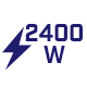 Ikona przedstawia symbol błyskawicy z napisem \'2400 W\' w kolorze granatowym.
