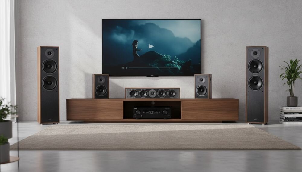 Zestaw Kina Domowego PIONEER VSX-835DAB + MAGNAT MONITOR S80ATM/S10B/S14C kino domowe 7.2 amplituner i kolumny, zestaw kina domowego w pomieszczeniu