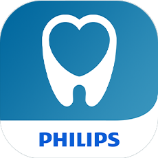 Ikona przedstawia biały ząb z sercem na niebieskim tle, poniżej napis PHILIPS.