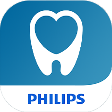 Ikona przedstawia biały ząb z sercem na niebieskim tle, poniżej napis PHILIPS.
