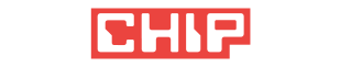 Logo z białym napisem \'CHIP\' na czerwonym tle.