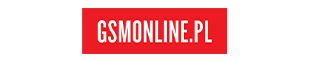 Logo z białym napisem \'GSMONLINE.PL\' na czerwonym tle.