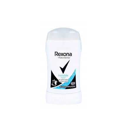 Biały sztyft antyperspirantu z napisem \'Rexona MotionSense invisible 48H\'.