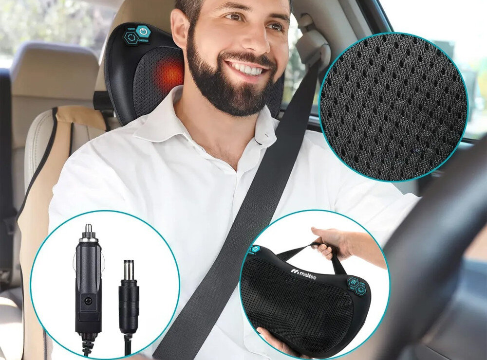 Masażer do karku MALTEC 110996 UltraComfy30W-01 zdjęcie lifestyle Masaż także w podróży