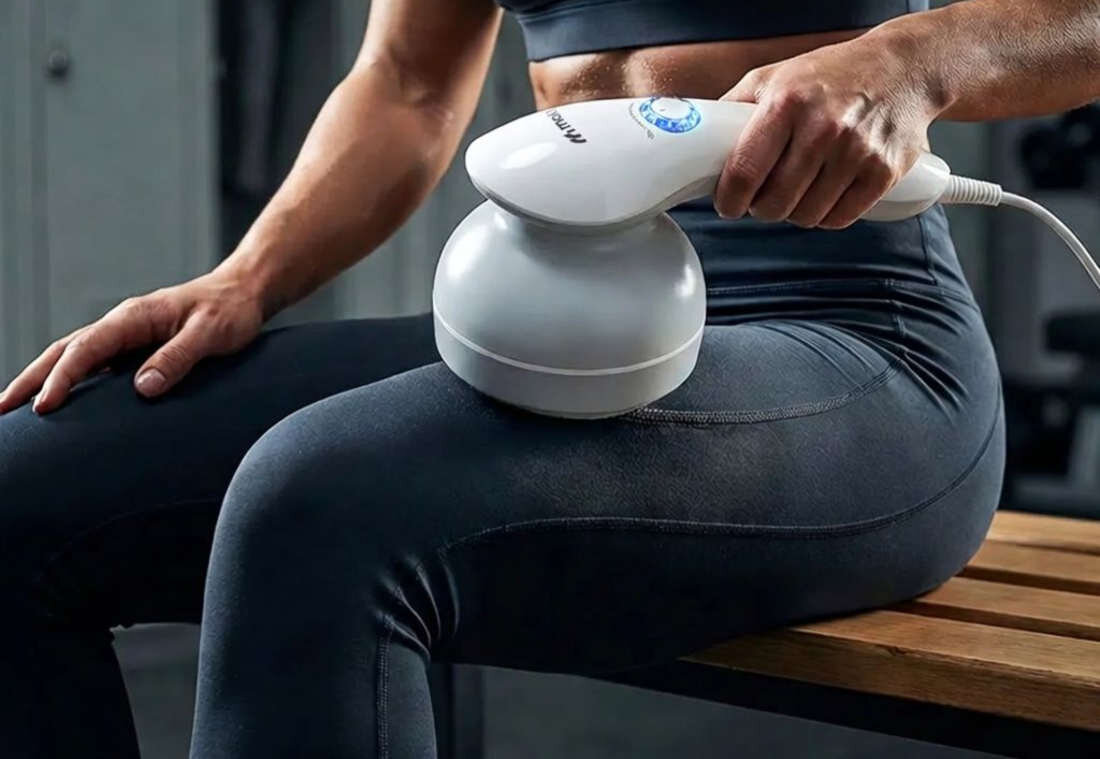 Masażer antycellulitowy MALTEC SkinPulse 113860 Płynna regulacja mocy zdjęcie lifestyle Pokrętło uda, pośladki czy plecy
