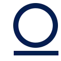 Ikona przedstawia ciemnoniebieski okrąg z poziomą linią u dołu, przypominająca symbol wagi.