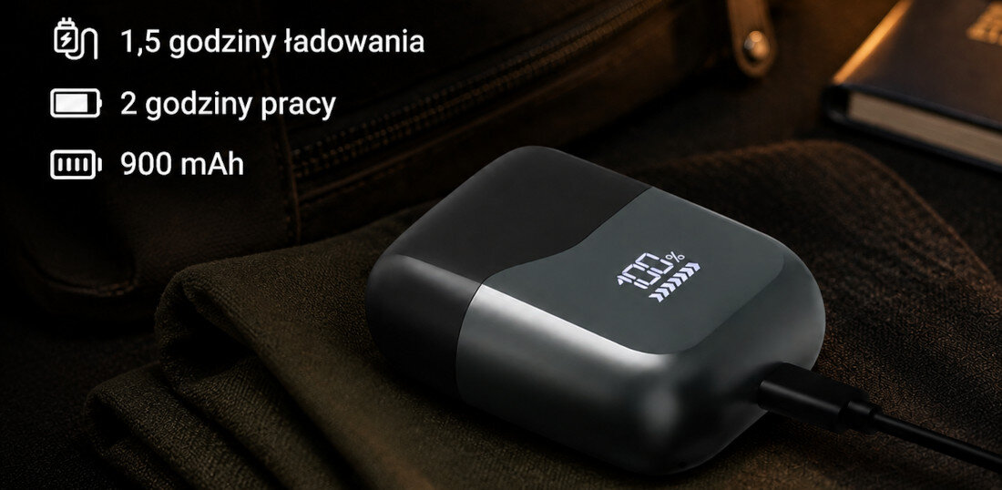 Golarka do głowy EXTRALINK EX.80975 Na mokro i sucho zdjęcie lifestyle port USB-C czas pracy czas ładowania parametry