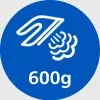 Niebieska ikona z białym symbolem pary i liczbą \'600g\'.