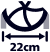 Ikona przedstawia symbol wentylatora z oznaczeniem \'22 cm\'.