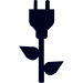 Ikona przedstawia czarny symbol wtyczki z liśćmi, przypominający roślinę.