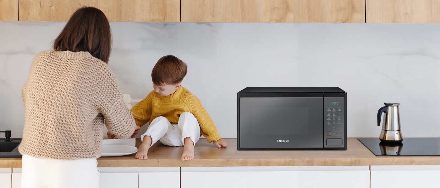 Kuchenka mikrofalowa Samsung MG23J5133AM to urządzenie funkcjonalne i bezpieczne