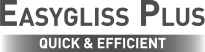 Logo z napisem \'EASYGLISS PLUS\' oraz \'QUICK & EFFICIENT\' na srebrnym tle.