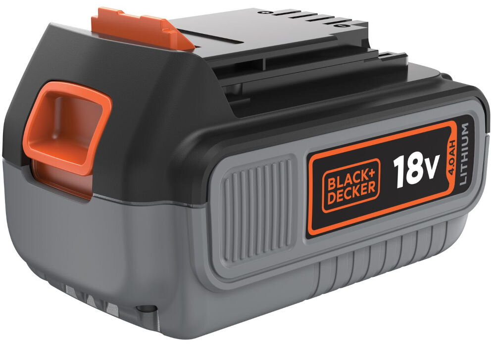 Akumulator BLACK&DECKER BL4018-XJ 4Ah 18V, Energia, akumulator, ładowanie, Akumulator na białym tle stoi pionowo frontem prawo skos