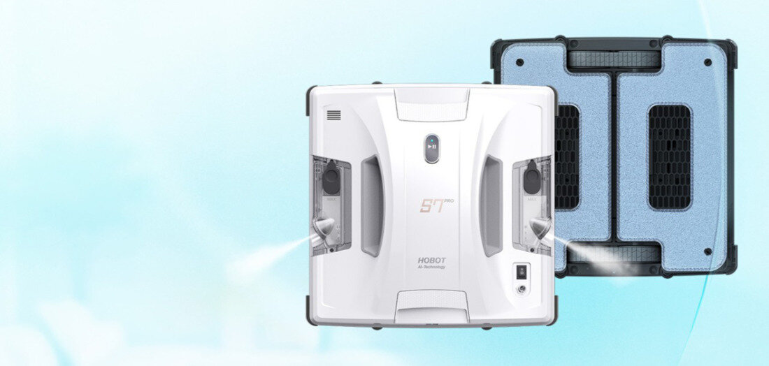 Na obrazie widoczny jest biały, kwadratowy robot do mycia okien z logo \'HOBOT\' i oznaczeniem \'S7 Pro\'. Tło jest jasne i rozmyte, co podkreśla produkt.