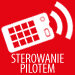 Czerwony kwadrat z białą ikoną pilota i falami oraz tekstem \'STEROWANIE PILOTEM\'.