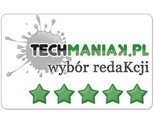 300x240 techmaniak s85f Logo z napisem \'TECHMANIAK.PL wybór redakcji\' oraz pięć zielonych gwiazdek poniżej.
