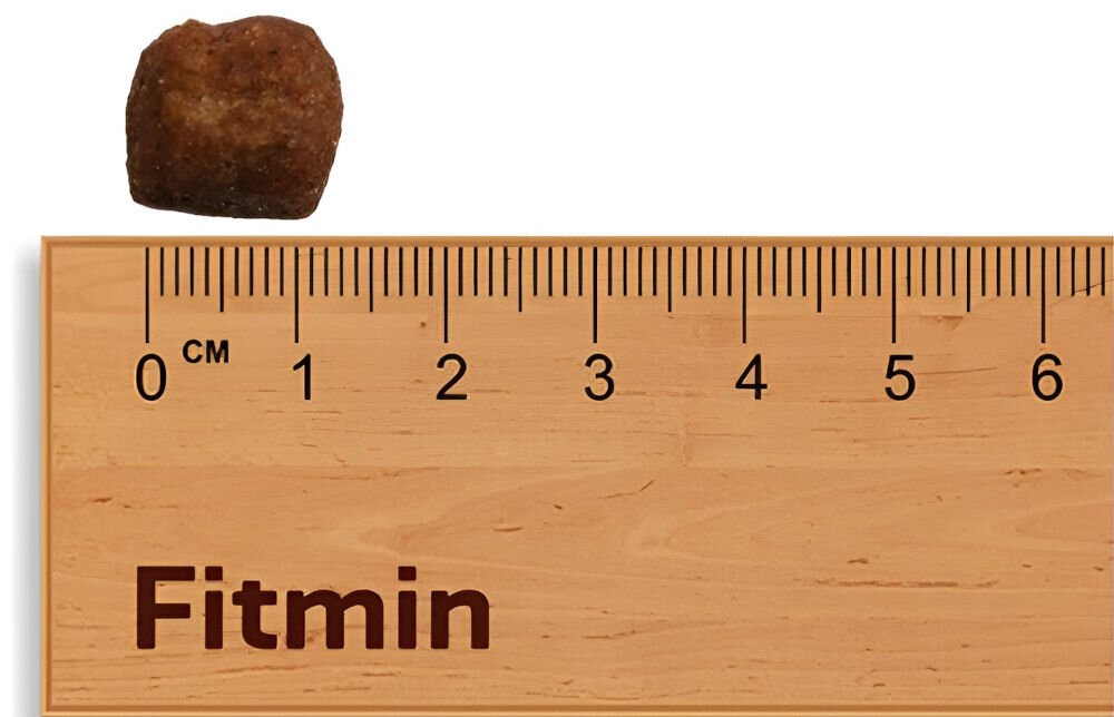 Karma dla psa FITMIN Dog For Life Adult 15 kg wielkość chrupki około 1 cm na miarce