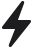 Czarny symbol błyskawicy na białym tle.