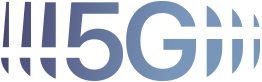Logo z napisem \'5G\' w odcieniach niebieskiego.
