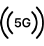 Ikona przedstawiająca symbol 5G otoczony nawiasami okrągłymi.