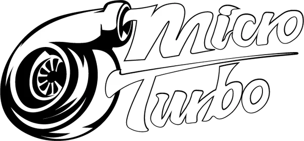 Logo przedstawia stylizowany obraz turbosprężarki z tekstem \'Micro Turbo\'.