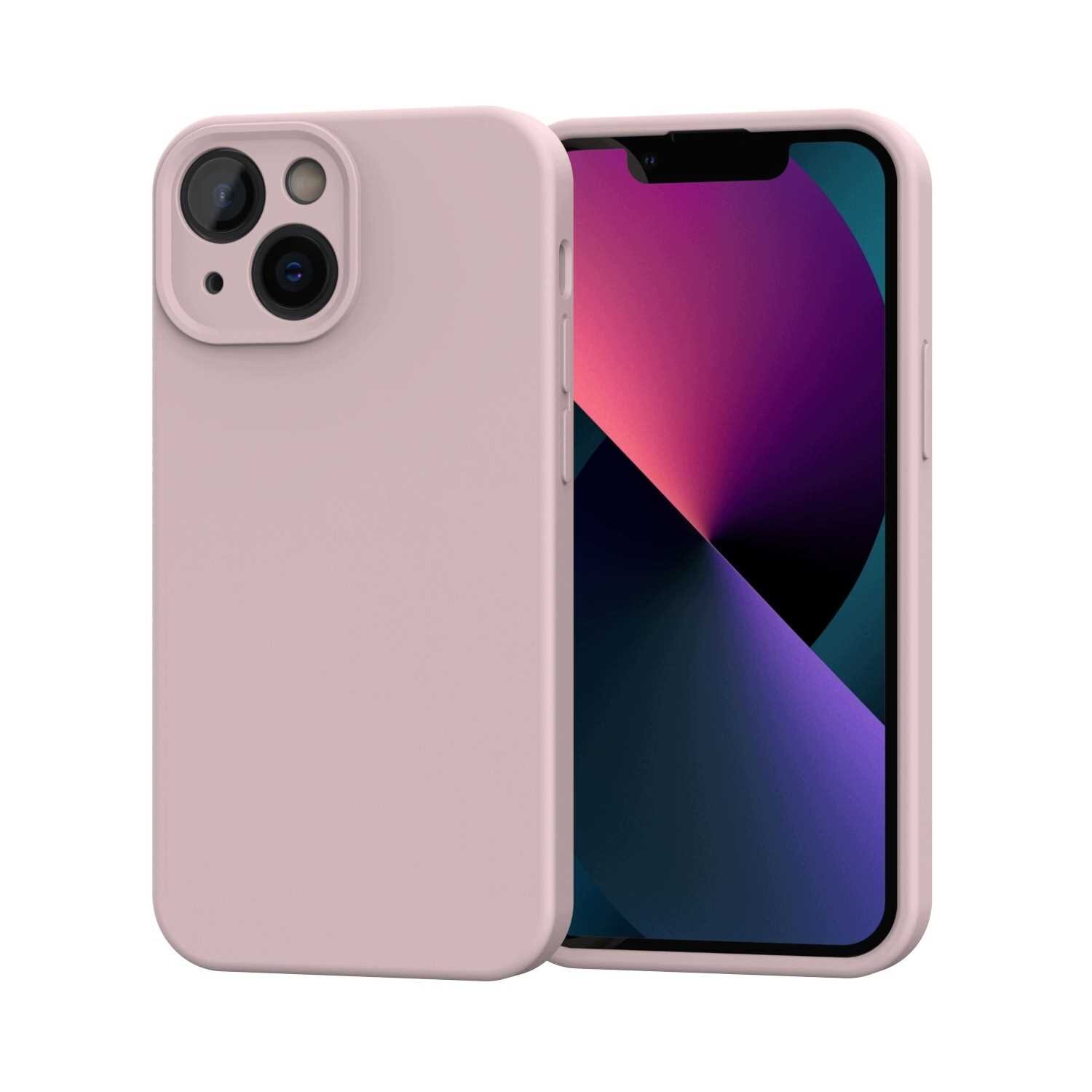 Różowe silikonowe etui na telefon z widocznymi wycięciami na aparat i przyciski. Telefon w etui wyświetla kolorowy ekran.