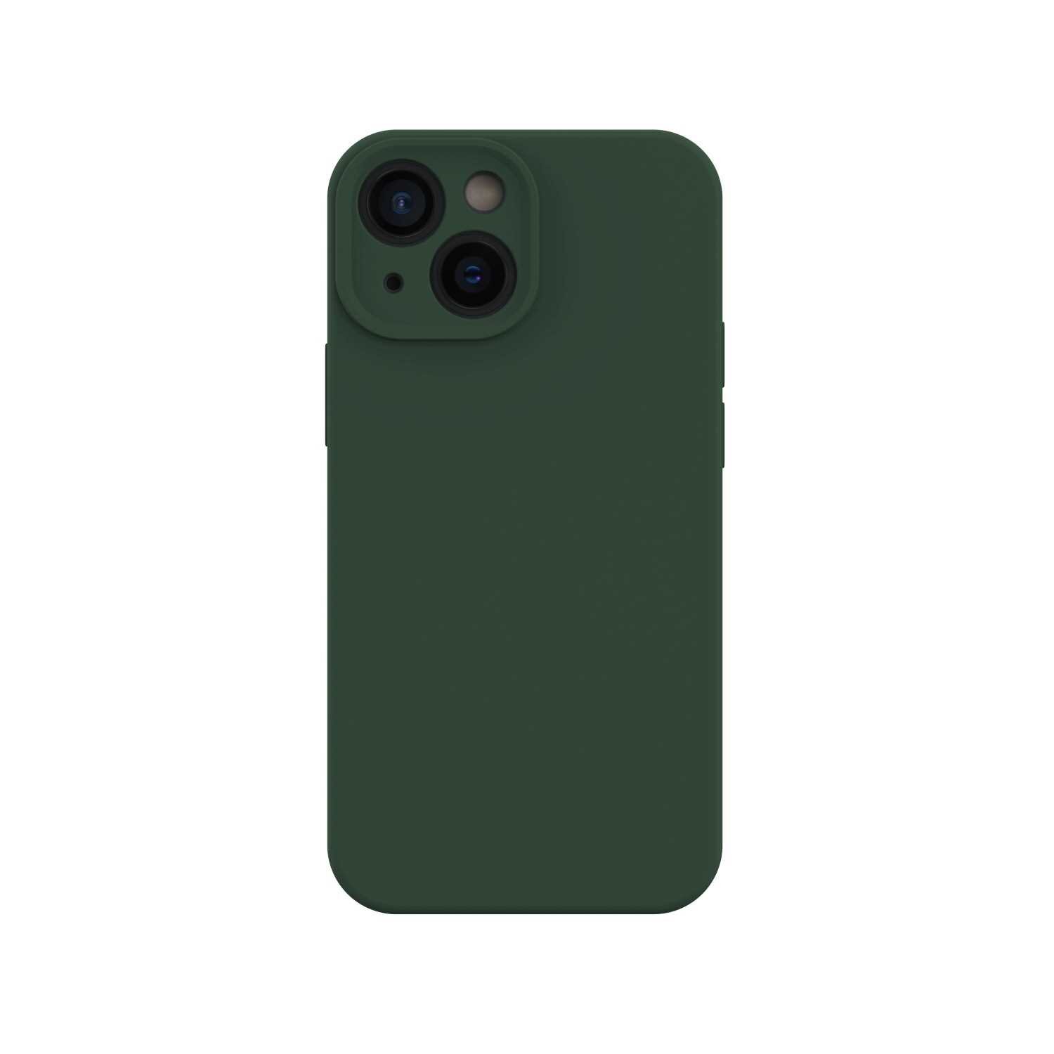 Zielone silikonowe etui na telefon z wycięciami na dwa obiektywy aparatu i lampę błyskową.